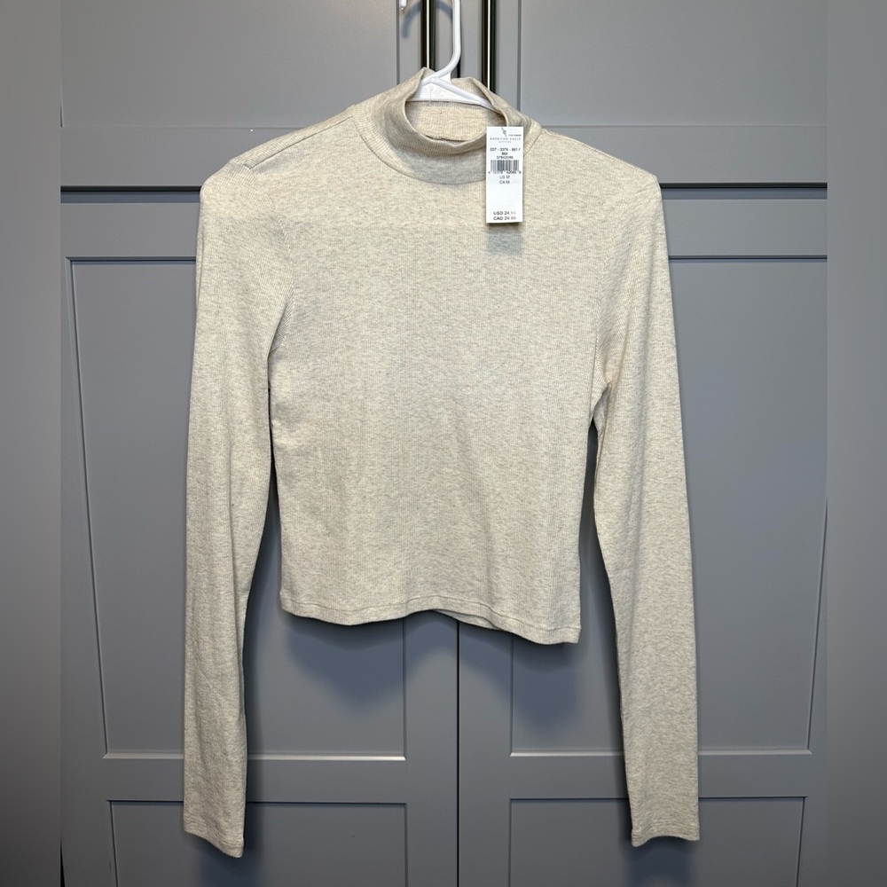 American Eagle Long Sleeve Mock Neck T-Shirt
